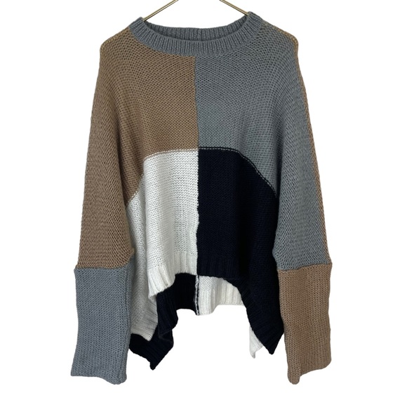 NWT Wooden Ships by Paola Buendia Oversized Boxy Soft Knit Colorblock Sweater - Picture 1 of 16